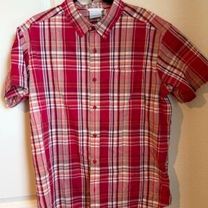 Columbia Men's Vibrant Red Plaid Button Down Shirt